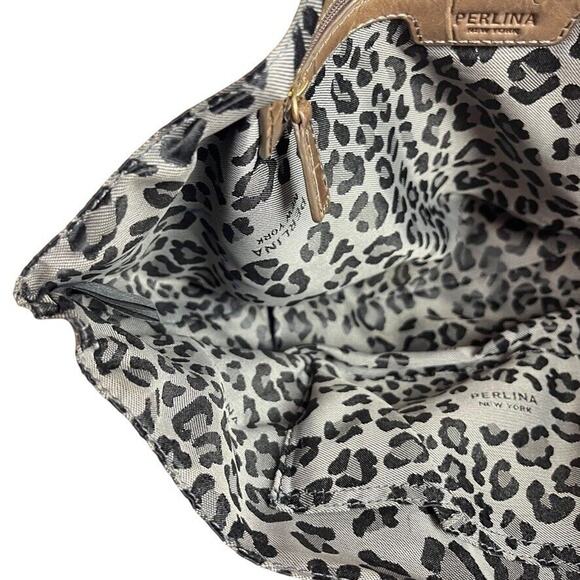 Perlina Womens Brown Croc Embossed Leather Double Handle Shoulder Bag Purse - Picture 14 of 16